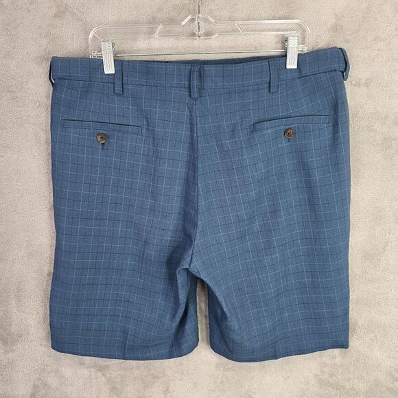Mens Haggar Cool 18 Pro Blue Plaid Shorts Classic Fit 10" Inseam Polyester 38 - Picture 6 of 10